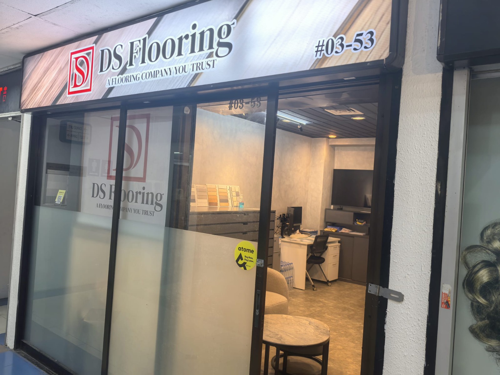 DS Flooring showroom storefront at Bukit Timah Shopping Centre, unit 03-53